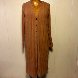 MADEWELL, BUTTON-FRONT MIDI SWEATER DRESS, MED-LG